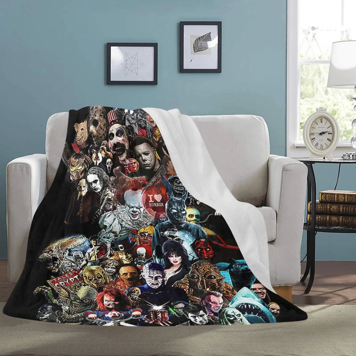 Halloween Blanket No You Hang Up Horror Movie Character Blanket Gift Serial Killers Blanket Spooky Season Couch Bed Sofa Soft Lightweight Warm Cozy Flannel Fleece Bed Blanket Microfiber Furry horror blanket Thin-style air conditioning blanket