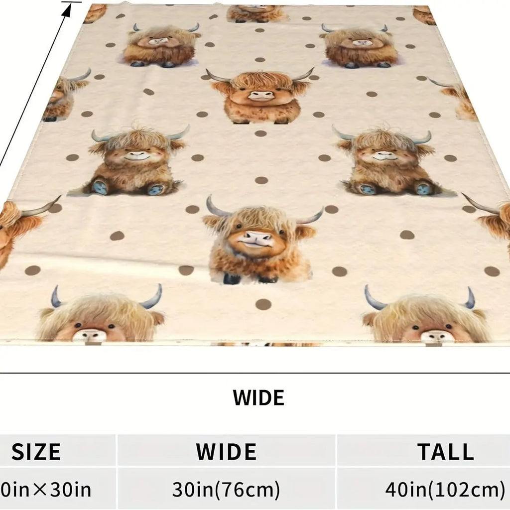 Cute Highland Cow Pattern Flannel Fleece Blanket, Soft Warm Nap Throw for Sofa & Bed, Lightweight Cozy Blanket for Home & Office, Multifunctional Fluffy Blanket, Decorative Gift #GLOBAL PICKS