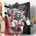 Scream Movie Ghostface Killer Graphic Flannel Blanket - UltraSoft, Anti-Pilling, Compact Size for Travel, Folds Flat Saves Space, Halloween Decor, Spooky Gift Idea, Scream Graphic Sparks Chills