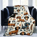 Super Soft Cute Dachshund Prints Flannel Printed 3D Blanket, As Birthday Gifts, Family, Wedding, Souvenir Blankets, Polyester Blankets Suitable For All Seasons, Washable, Machine Washable, Lightweight, Breathable, Comfortable, Warm, Unique