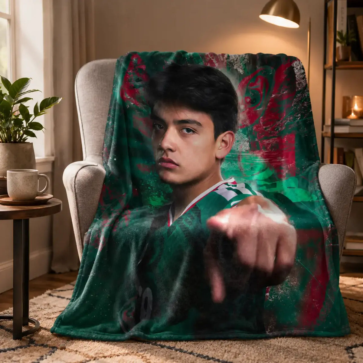 Gilmora Gilberto G. Mora Mexico Soccer Player Throw Blanket, Football Athlete Portrait Graphic Soft Cozy Plush Bed Blanket, Lightweight Warm Blankets for Bedroom Decor, Couch Sofa Living Room, Birthday Gifts for Soccer Fans