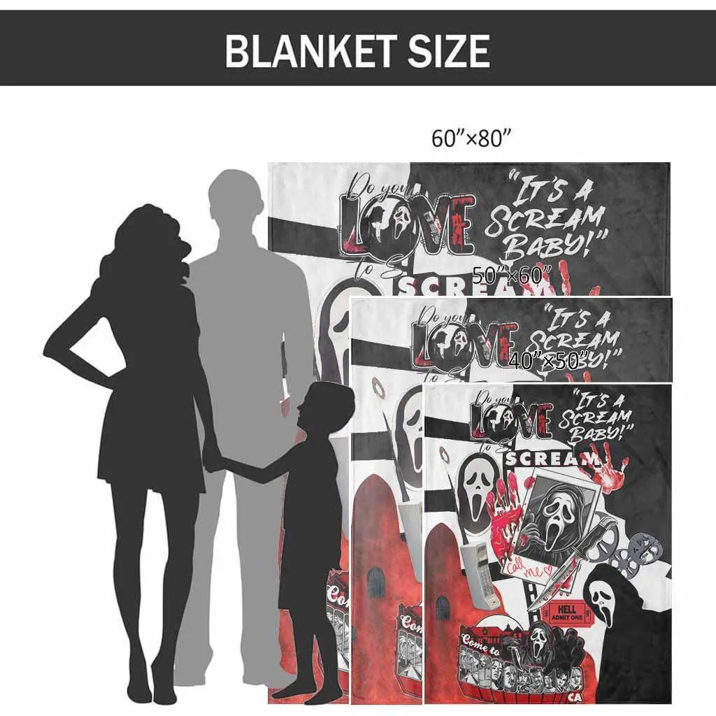 Scream Movie Ghostface Killer Graphic Flannel Blanket - UltraSoft, Anti-Pilling, Compact Size for Travel, Folds Flat Saves Space, Halloween Decor, Spooky Gift Idea, Scream Graphic Sparks Chills