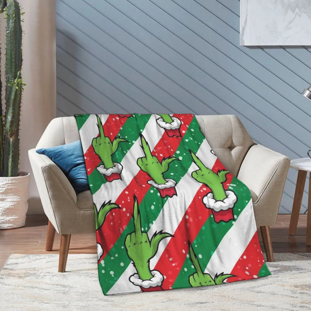 Funny Cartoon Christmas Print Super Soft Flannel Blanket, multi-purpose, suitable for sofa, bedroom, office or camping, suitable for all seasons