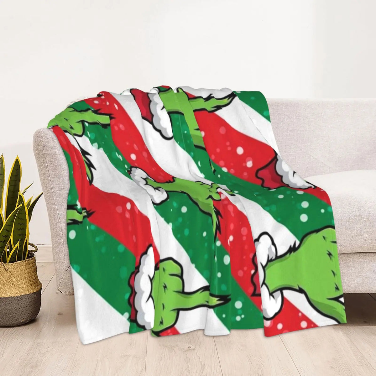 Funny Cartoon Christmas Print Super Soft Flannel Blanket, multi-purpose, suitable for sofa, bedroom, office or camping, suitable for all seasons