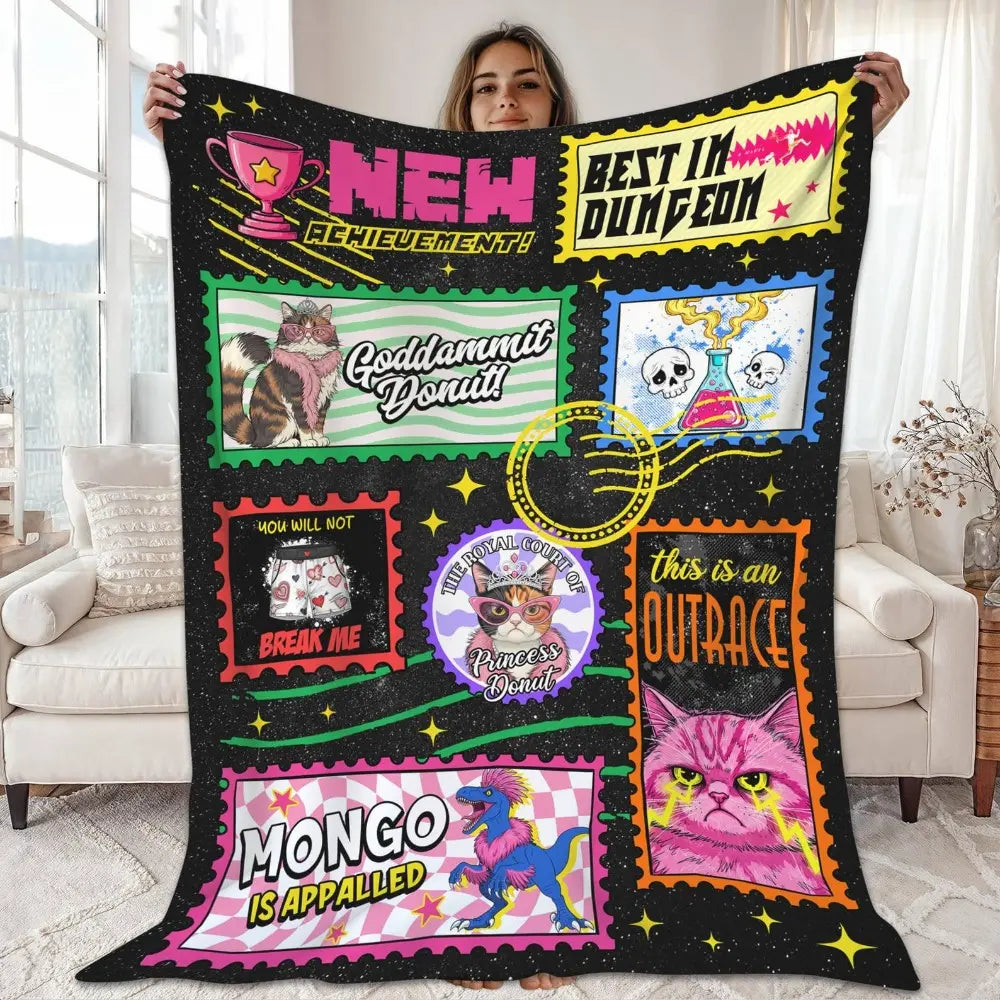 Dungeon Crawler Carl Flannel Throw Blanket Soft Funny Throw Blanket Cozy Lightweight Plush Portable Cover Blanket For Sofa,Warm Gift For Birthday,Christmas,Multiple Blanket