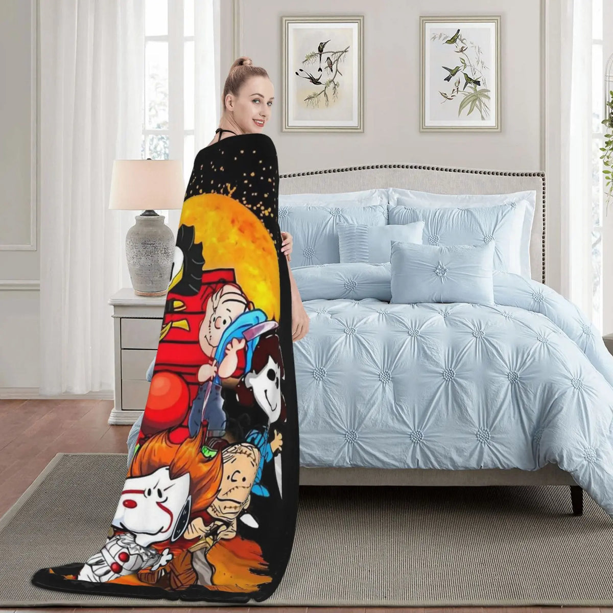 [Summer Sale Deals] Halloween blanket, horror movie character blanket, horror season blanket, sofa bed blanket, lightweight and warm flannel blanket, plush microfiber blanket, thin air conditioning blanket