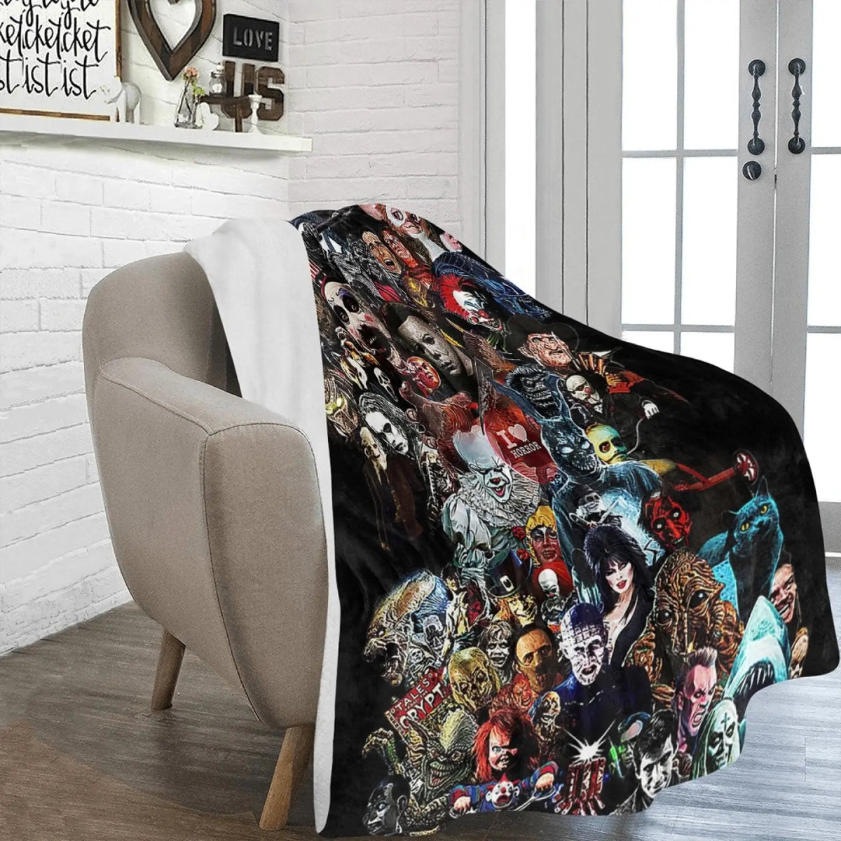 Halloween Blanket No You Hang Up Horror Movie Character Blanket Gift Serial Killers Blanket Spooky Season Couch Bed Sofa Soft Lightweight Warm Cozy Flannel Fleece Bed Blanket Microfiber Furry horror blanket Thin-style air conditioning blanket
