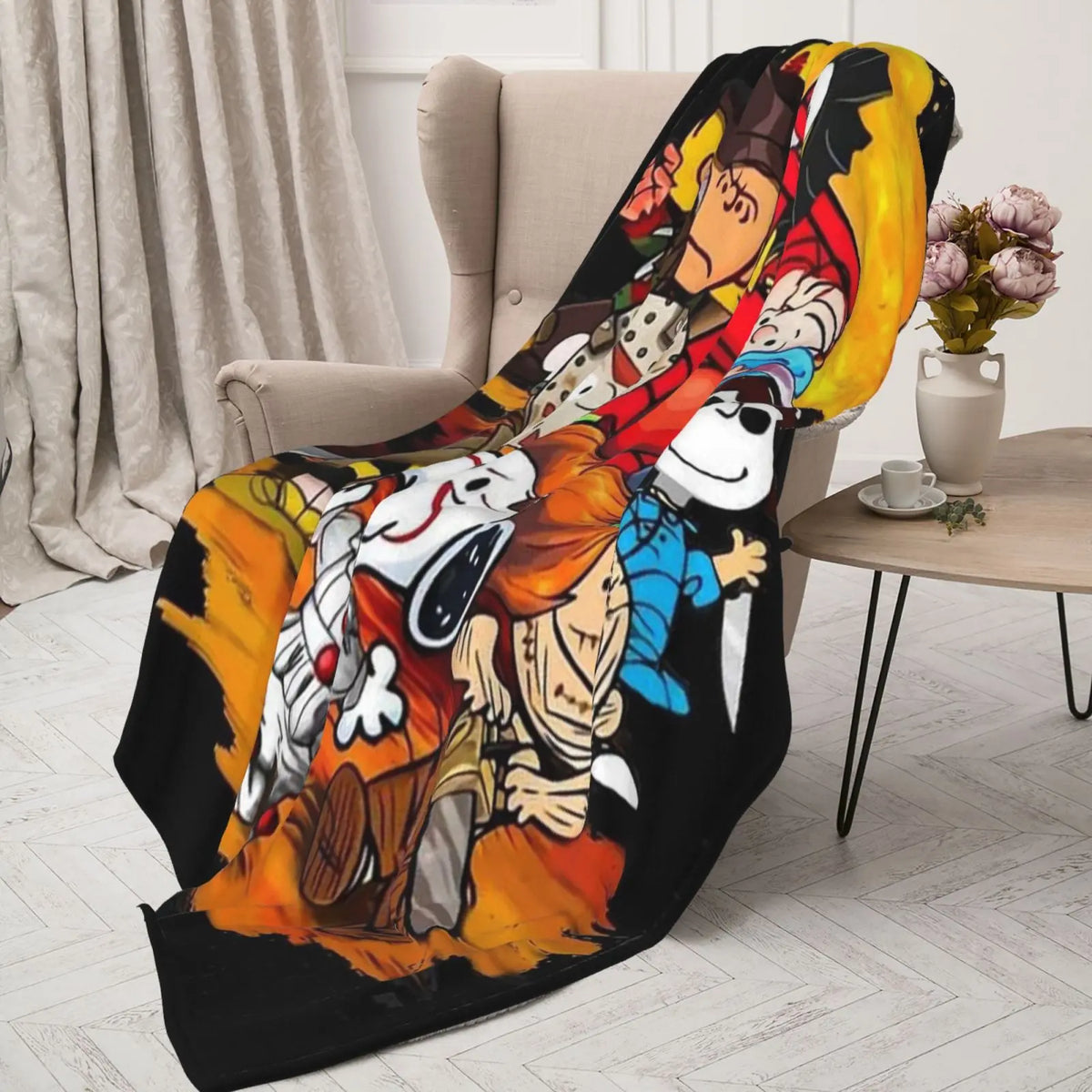 [Summer Sale Deals] Halloween blanket, horror movie character blanket, horror season blanket, sofa bed blanket, lightweight and warm flannel blanket, plush microfiber blanket, thin air conditioning blanket