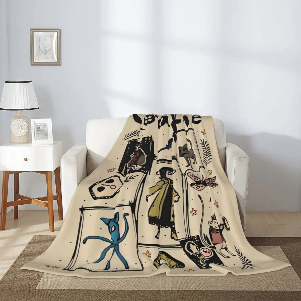 Cartoon Movie Animal Collage Flannel Plush Throw Blanket - Allover Print, All-Season Cozy Gothic Fleece, Cartoon Graphic Throw for Horror Movie Fans (Halloween, Birthdays Gifts), Flannel Plush Throws, Allover Print Blankets